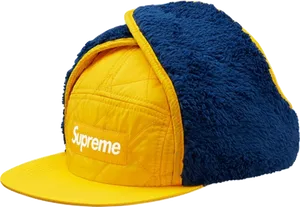 Supreme Yellow Blue Fleece Cap PNG Image