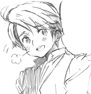 Surprised Anime Character Sketch PNG Image