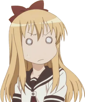 Surprised Anime Girlwith Bow PNG Image