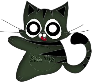 Surprised Cartoon Cat Illustration PNG Image