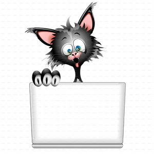 Surprised Cartoon Cat Peeking PNG Image