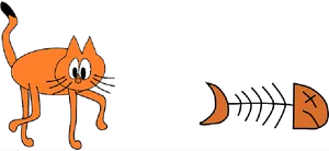 Surprised Orange Cat Fishbone PNG Image