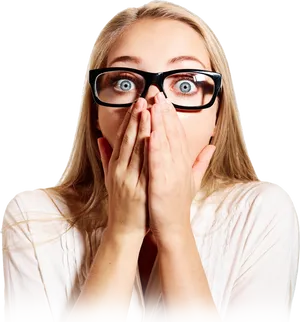 Surprised Woman Covering Mouth PNG Image