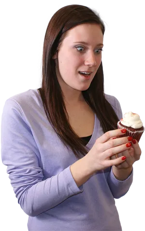 Surprised Womanwith Cupcake.png PNG Image