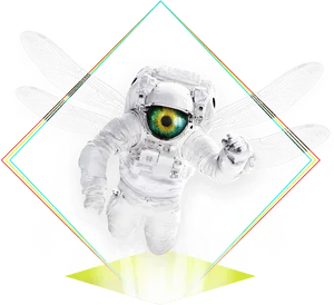 Surreal Astronaut Dragonfly Eye PNG Image