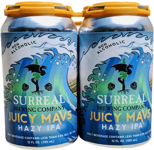 Surreal Brewing Non Alcoholic Juicy Mavs Hazy I P A PNG Image