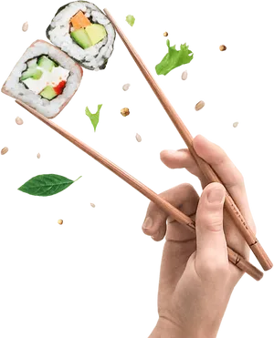 Sushi Suspendedin Midair PNG Image