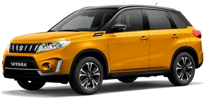 Suzuki Vitara Yellow Side View PNG Image