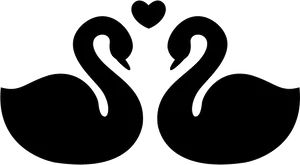 Swan Love Silhouette PNG Image