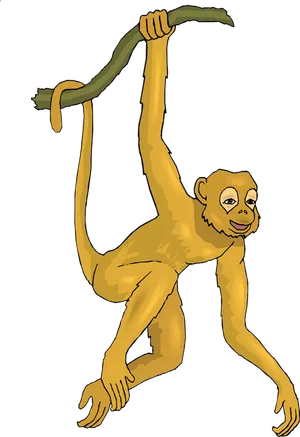 Swinging Monkey Cartoon PNG Image