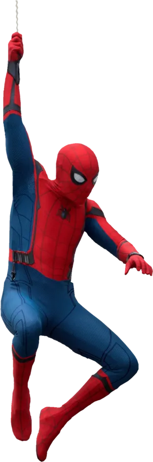 Swinging Spiderman Action Pose PNG Image