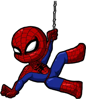 Swinging Spiderman Cartoon PNG Image