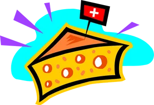 Swiss Cheese Cartoonwith Flag PNG Image