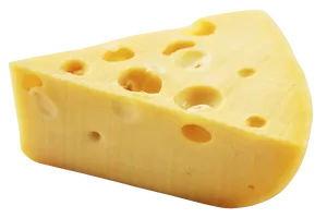 Swiss Cheese Wedge Isolated PNG Image