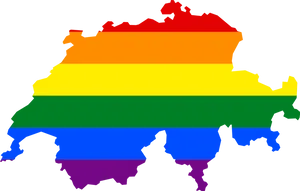 Switzerland Map Rainbow Colors PNG Image