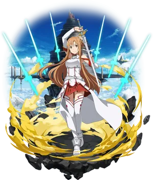 Sword Art Online Asuna Standing Strong PNG Image