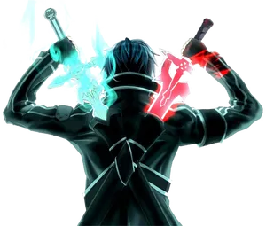 Sword Art Online Dual Wielding Silhouette PNG Image