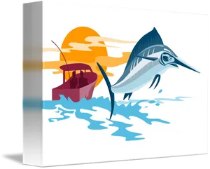 Swordfish Sunset Leap PNG Image