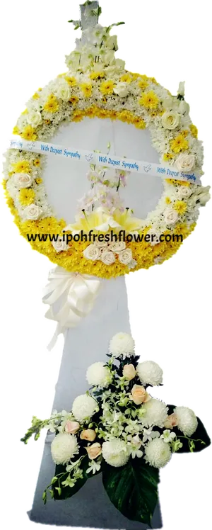 Sympathy Floral Wreath Stand PNG Image