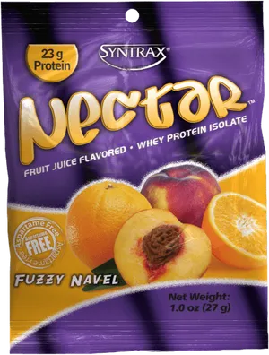 Syntrax Nectar Whey Protein Isolate Fuzzy Navel Flavor Packet PNG Image