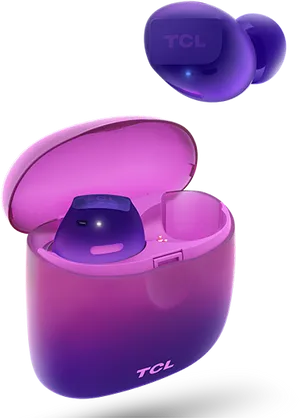 T C L Earbuds Purple Gradient PNG Image