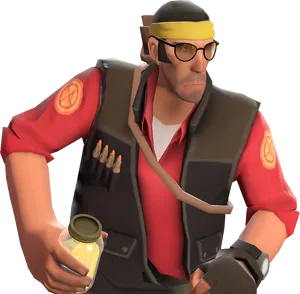 T F2 Engineer With Wrenchand Goggles PNG Image