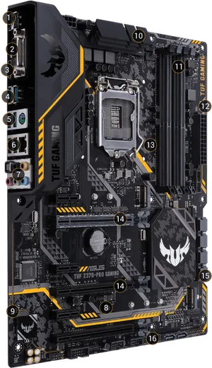 T U F Z370 P R O Gaming Motherboard PNG Image