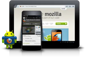 Tablet Displaying Firefox Browser Android App PNG Image