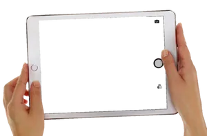 Tablet Mockup Held With Both Hands PNG Image