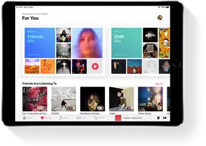 Tablet Music Streaming App Interface PNG Image