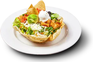 Taco Salad Plate White Background PNG Image