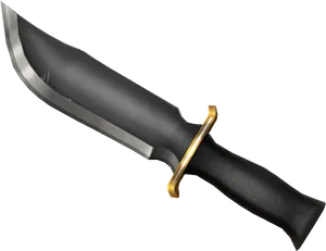 Tactical Knife Black Handle PNG Image