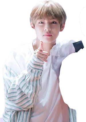 Taehyung Pointing Gesture PNG Image