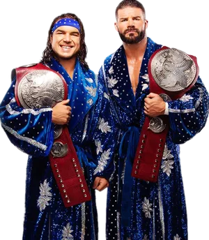 Tag Team Championsin Blue Robes PNG Image