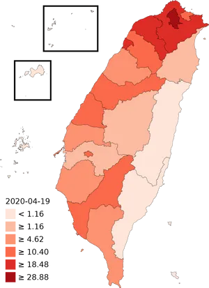 Taiwan C O V I D19 Case Density Map20200419 PNG Image