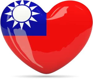 Taiwan Flag Heart Shaped Graphic PNG Image