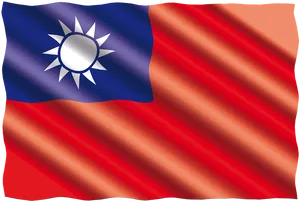 Taiwan National Flag Waving PNG Image