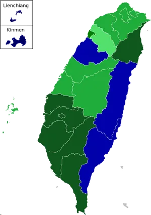 Taiwan Political Map Color Coded PNG Image