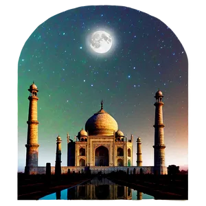 Taj Mahal Under Moonlight Png Wmt PNG Image