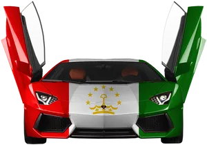 Tajikistan Flag Themed Sports Car PNG Image