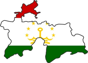 Tajikistan Map Outlined With Flag PNG Image