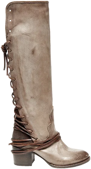 Tall Brown Leather Cowboy Boot PNG Image