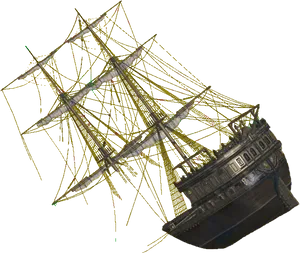 Tall Ship Rigging Complexity PNG Image