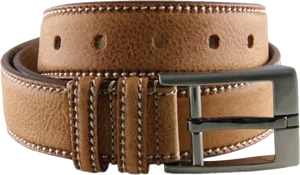 Tan Leather Beltwith Silver Buckle.png PNG Image