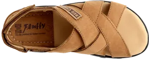 Tan Leather Strappy Sandal Top View PNG Image