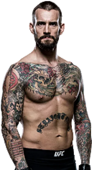 Tattooed M M A Fighter Portrait PNG Image