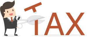 Tax Cut Cartoon Concept PNG Image