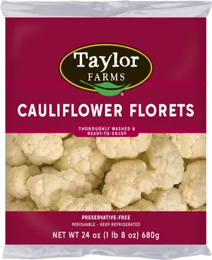 Taylor Farms Cauliflower Florets Package PNG Image