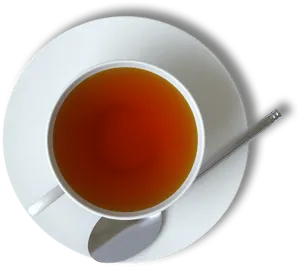 Tea Cup Top View With Spoon PNG Image