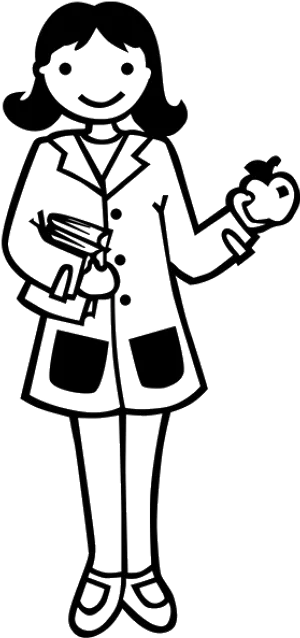 Teacher Cartoon Holding Appleand Books PNG Image